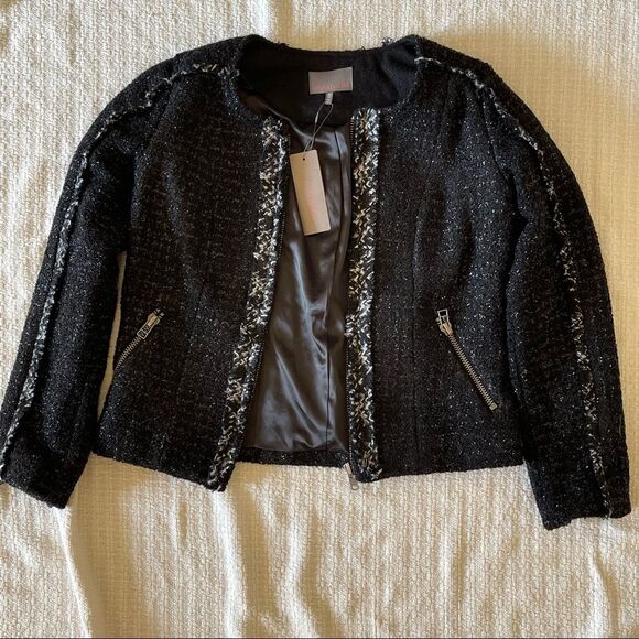 HEARTLOOM wool blend black silver cropped jacket NWT, size M - Picture 7 of 8